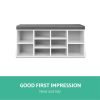 Bench Wooden Shoe Rack Storage – White