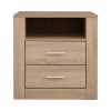 Bedside Table 2 Drawers with Shelf – TARA Oak