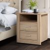 Bedside Table 2 Drawers with Shelf – TARA Oak