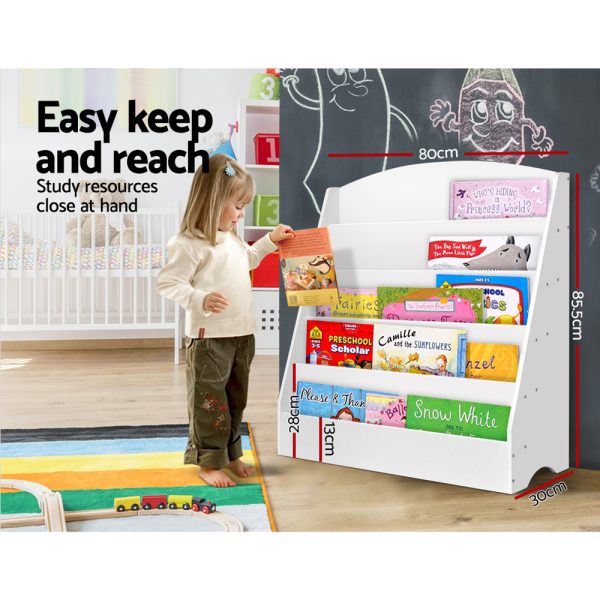 5 Tiers Kids Bookshelf Magazine Shelf Rack Organiser Bookcase Display – White