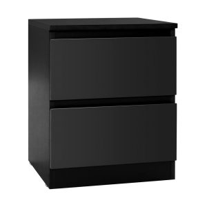 Marden Bedside Tables Drawers Side Table Bedroom Furniture Nightstand Lamp – Black