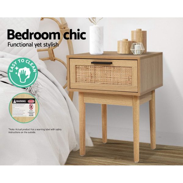 Bedside Tables Side Table Rattan Drawers Nightstand