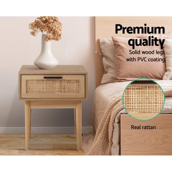 Bedside Tables Side Table Rattan Drawers Nightstand