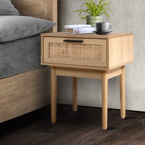 Bedside Tables Side Table Rattan Drawers Nightstand