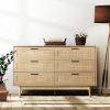 Chest of Drawers Rattan Tallboy Cabinet Bedroom Clothes Storage Wood – 6 Drawer