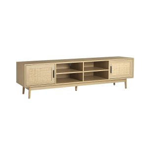 Rolleston TV Cabinet Entertainment Unit TV Stand Wooden Rattan Storage Drawer – 180×39.5×48 cm