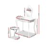 Kids Vanity Dressing Table Stool Set Mirror Princess Children Makeup – White