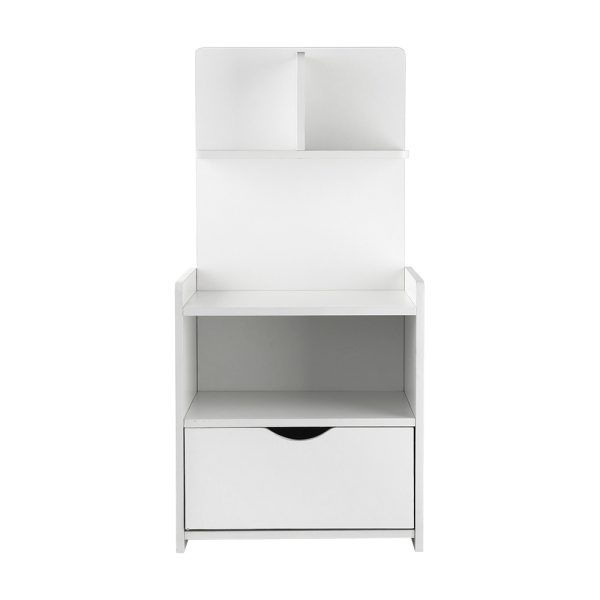 Bedside Table 1 Drawer with Shelves – EVERMORE White