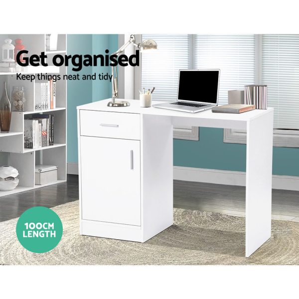 Computer Desk Drawer Cabinet White 100CM