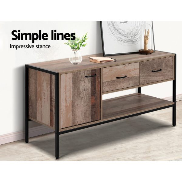 Reidsville TV Stand Entertainment Unit Storage Cabinet Industrial Rustic Wooden 120cm