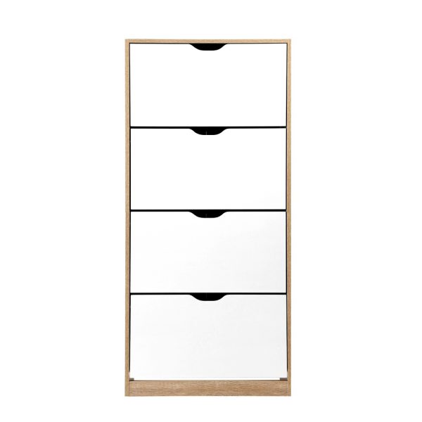 Shoe Rack Cabinet 60 Pairs 4-tier White Elen