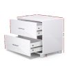 Bedside Table 2 Drawers High Gloss – White