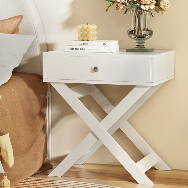 Bedside Table Drawers Side Table Storage Cabinet Nightstand White QARA