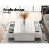 Modern Coffee Table 4 Storage Drawers High Gloss Living Room Furniture – White