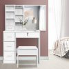 Dressing Table Stool Set Slide Mirror Makeup Vanity Desk Chair Drawer – White