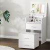 2-in-1 Dressing Table Stool Set Bedside Table White