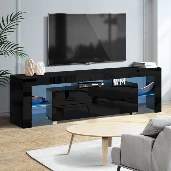 Entertainment Unit TV Cabinet LED 160cm Black Elo