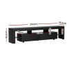 TV Cabinet Entertainment Unit Stand RGB LED Gloss Furniture 200cm Black