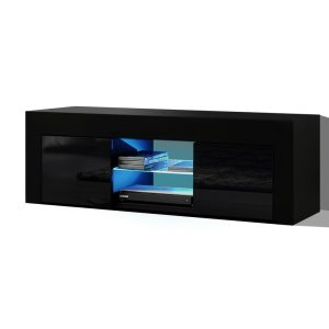 Wailuku 130cm RGB LED TV Stand Cabinet Entertainment Unit Gloss Furniture – Black