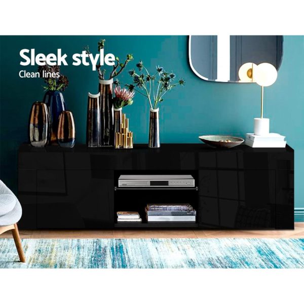 Wailuku 130cm RGB LED TV Stand Cabinet Entertainment Unit Gloss Furniture – Black