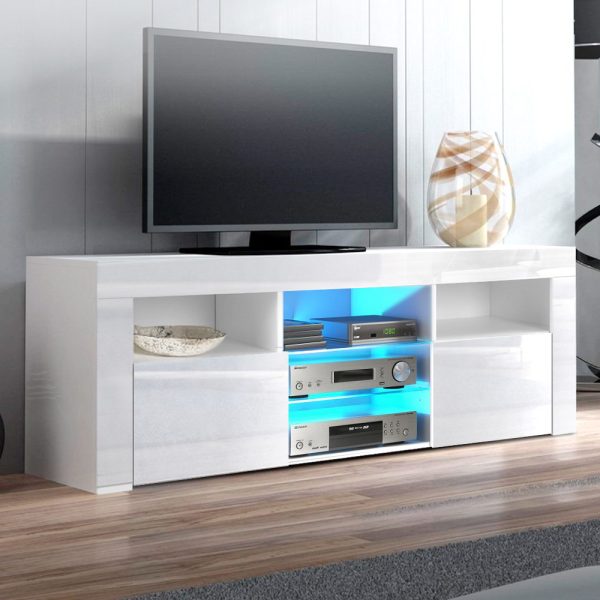 Entertainment Unit TV Cabinet LED 145cm White Angus