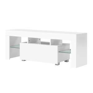 Eaton TV Cabinet Entertainment Unit Stand RGB LED Gloss Furniture 130cm – White