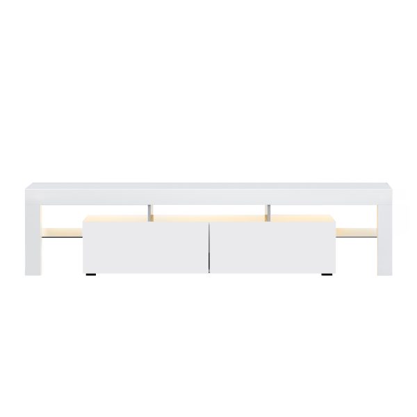 Newton 189cm RGB LED TV Stand Cabinet Entertainment Unit Gloss Furniture Drawers Tempered Glass Shelf – White