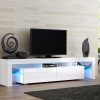 Newton 189cm RGB LED TV Stand Cabinet Entertainment Unit Gloss Furniture Drawers Tempered Glass Shelf – White