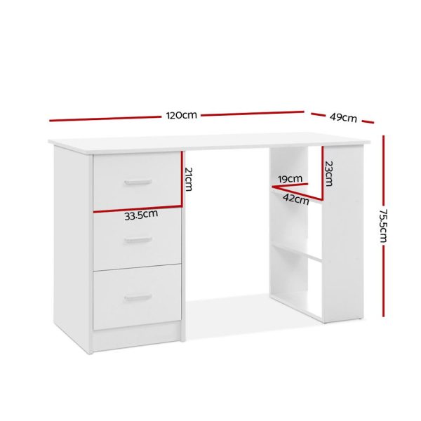 Office Computer Desk Student Study Table Workstation 3 Drawers 120cm