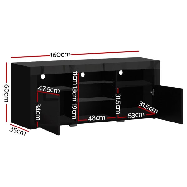 Adel TV Cabinet Entertainment Unit Stand RGB LED Gloss Furniture 160cm