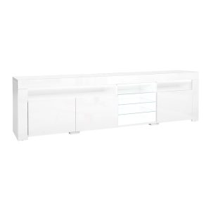 Amity TV Cabinet Entertainment Unit Stand RGB LED Gloss 3 Doors 180cm – White