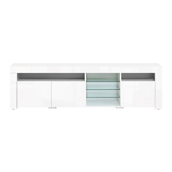 Amity TV Cabinet Entertainment Unit Stand RGB LED Gloss 3 Doors 180cm – White