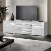 Amity TV Cabinet Entertainment Unit Stand RGB LED Gloss 3 Doors 180cm – White