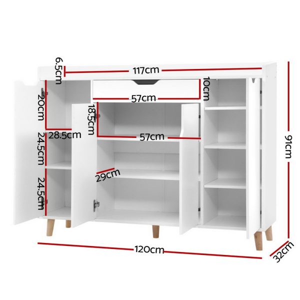 Shoe Cabinet Shoes Storage Rack 120cm Organiser Drawer Cupboard Wood