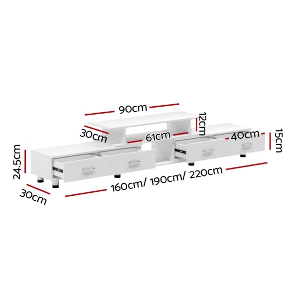 Crawley TV Cabinet Entertainment Unit Stand Wooden 160CM To 220CM Lowline Storage Drawers