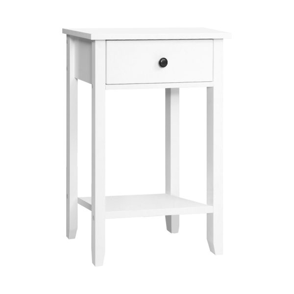 Timonium Bedside Tables Drawer Side Table Nightstand White Storage Cabinet White Shelf