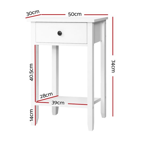 Timonium Bedside Tables Drawer Side Table Nightstand White Storage Cabinet White Shelf