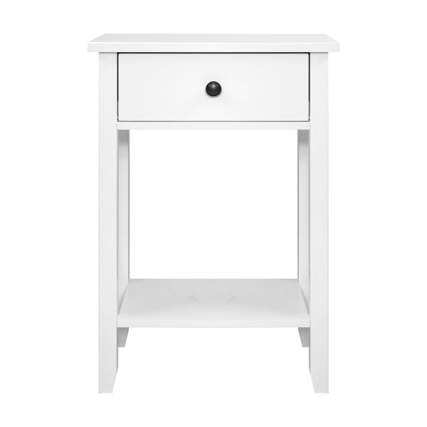 Timonium Bedside Tables Drawer Side Table Nightstand White Storage Cabinet White Shelf – 50x30x74 cm