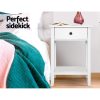 Timonium Bedside Tables Drawer Side Table Nightstand White Storage Cabinet White Shelf – 50x30x74 cm