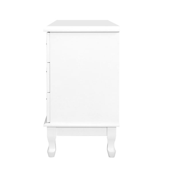 Chest of Drawers Dresser Table Lowboy Storage Cabinet White KUBI Bedroom – 120×36.5×65 cm