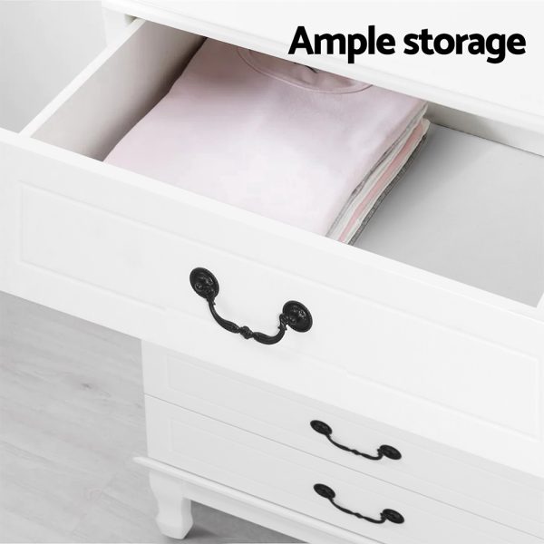 Chest of Drawers Dresser Table Lowboy Storage Cabinet White KUBI Bedroom – 120×36.5×65 cm