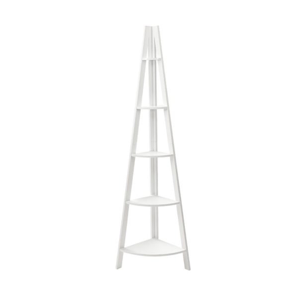 Bookshelf Corner Shelf 5 Tiers – CANE White