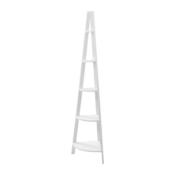 Bookshelf Corner Shelf 5 Tiers – CANE White