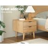 Bedside Table Drawers Nightstand Side End Table Storage Cabinet Pine MAJD