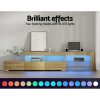 Greenock TV Cabinet Entertainment Unit Stand RGB LED Gloss Furniture 215cm – Oak