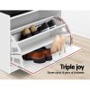 Shoe Cabinet Bench Shoes Storage Rack Organiser Drawer White 15 Pairs