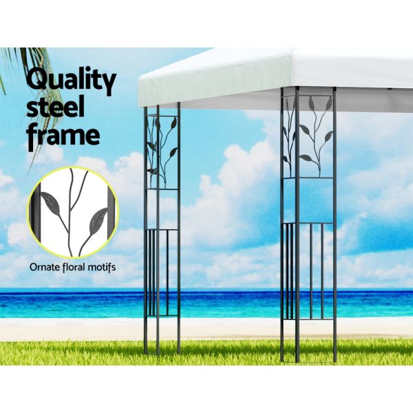 Gazebo 4x3m Marquee Outdoor Wedding Party Event Tent Home Iron Art Shade White