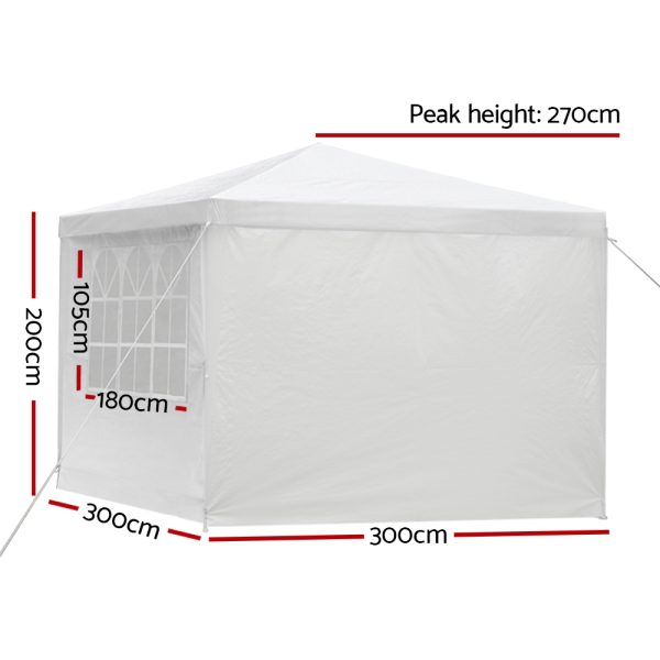 Gazebo 3x3m Marquee Wedding Party Tent Outdoor Camping Side Wall Canopy Window Panel White