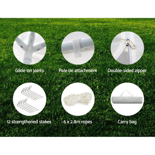 Gazebo 3×6 Outdoor Marquee Side Wall Party Wedding Tent Camping – White