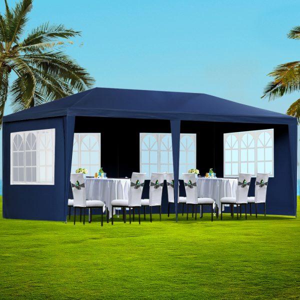 Gazebo Outdoor Marquee Wedding Gazebos Party Tent Camping 3x6m – Blue